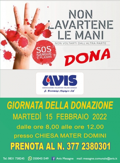 Mesagne. Martedì donazione dell&#039;Avis