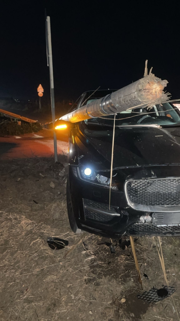 Incidente stradale tra due auto, una abbatte un palo telefonico