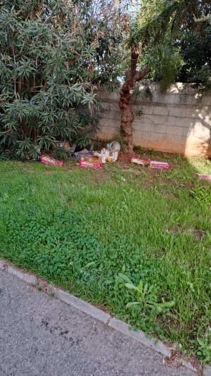 Sporcizia all&#039;interno del giardino delle scuole &quot;Andersen - Falcone&quot; di Mesagne 