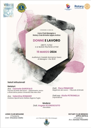 A Mesagne seminario “DONNE E LAVORO-Diritti, tutele e le nuove politiche attive”