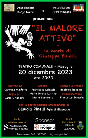 &quot;IL MALORE ATTIVO&quot; 20 dicembre ore 20:30 Teatro Comunale di Mesagne