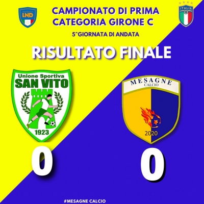 Calcio. Pareggio tra San Vito e Mesagne