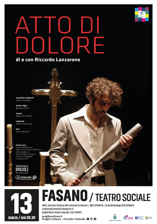 “Atto di dolore”, la rassegna Puglia Culture al Teatro Sociale