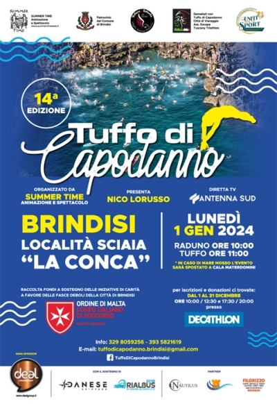 Tuffo di Capodanno 2024, al via la XIV Edizione. Raccolta fondi a sostegno delle iniziative di carità a favore elle fasce deboli