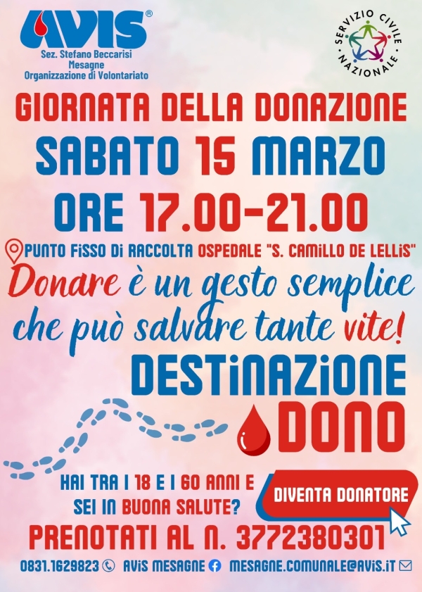 AVIS MESAGNE ti aspetta sabato 15 marzo dalle ore 17 alle ore 21