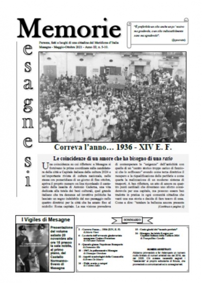 E&#039; in edicola il nuovo numero di Memorie mesagnesi