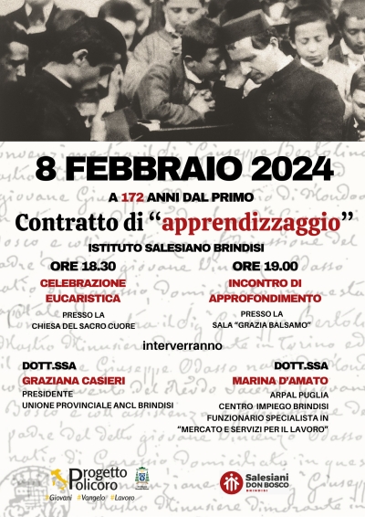 PROGETTO POLICORO e SALESIANI “A 172 ANNI DAL PRIMO CONTRATTO DI APPRENDIZZAGGIO”