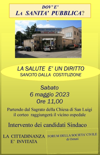 MANIFESTAZIONE IN DIFESA SANITA&#039; PUBBLICA ED OSPEDALE OSTUNI