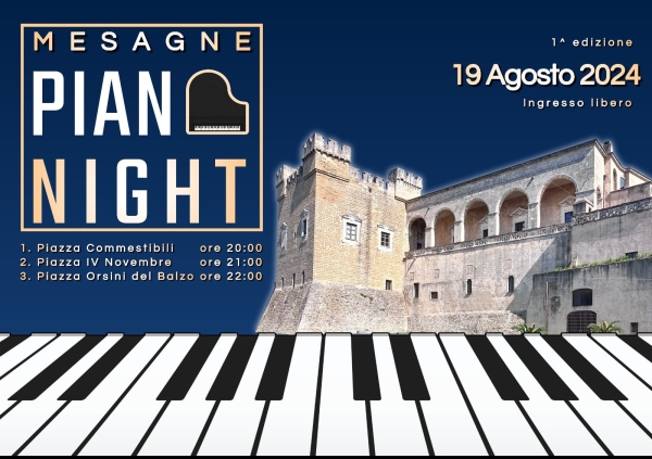 Mesagne: Piano Night, lunedì 19 agosto in contemporanea in tre piazze