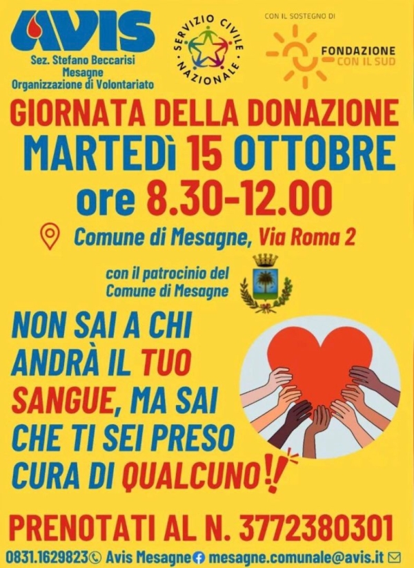 Donazione di Sangue presso il Comune di Mesagne