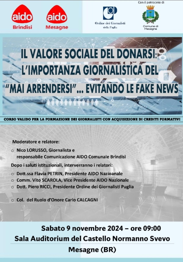 Mesagne. Aido: il valore sociale del donarsi