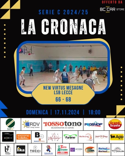 ROSSOTONO MESAGNE - LSB LECCE 66-68.