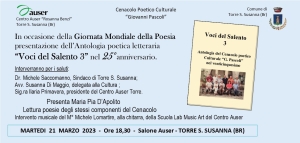 21 marzo. Presentazione libro del Cenacolo Poetico Culturale “G. Pascoli”