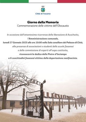 Fasano celebra il Giorno della Memoria