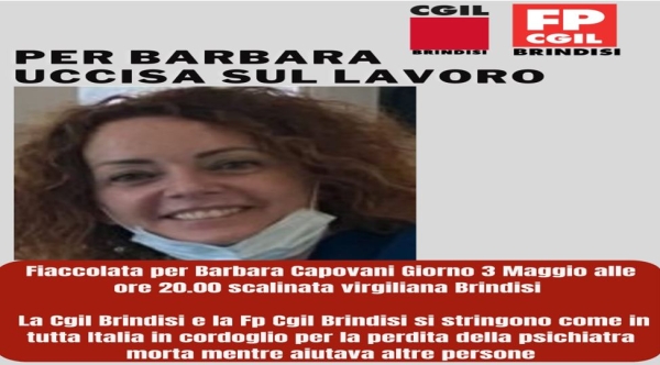 LA CGIL E LA FP CGIL BRINDISI ADERISCONO ALLA FIACCOLATA  IN MEMORIA DI BARBARA CAPOVANI