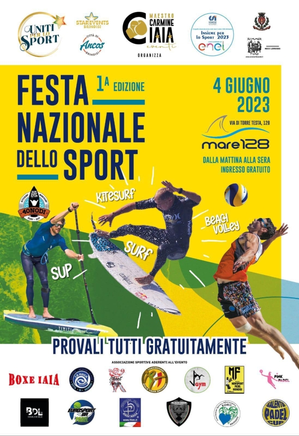 A Brindisi la &quot;Festa Nazionale dello Sport&quot;, la nuova iniziativa del maestro Carmine Iaia e Uniti per lo sport