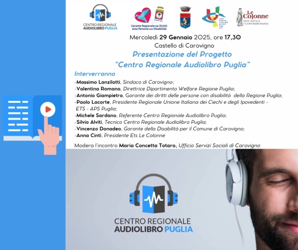 Biblioteca comunale “S. Morelli”, Carovigno: Presentazione del  Progetto Audiolibro Regione Puglia