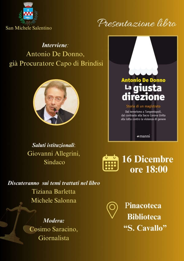 San Michele Salentino, lunedì 16 dicembre presentazione del libro di Antonio De Donno