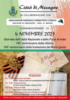 4 novembre, il programma che celebra la Festa dell’Unità Nazionale e delle Forze Armate e Mesagne