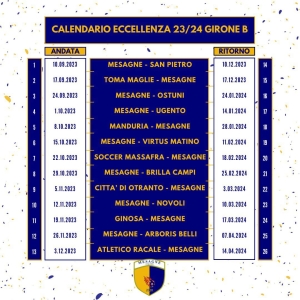 Mesagne calcio, ecco il calendario degli incontri