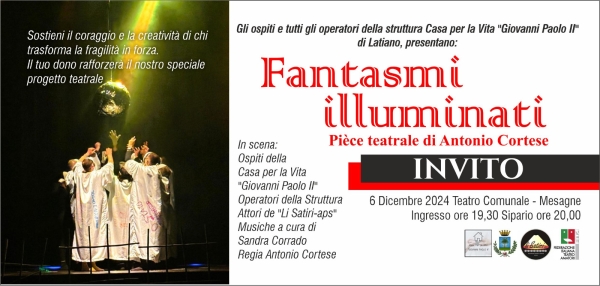 “Fantasmi illuminati”, laboratorio di teatro sociale venerdì 6 dicembre a Mesagne