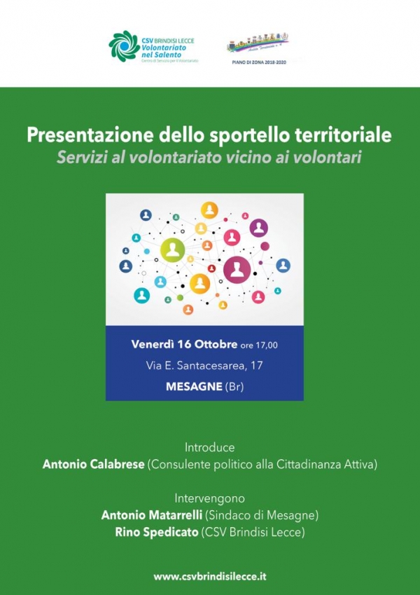 Inaugurazione Sportello Volontariato dell’Ambito 4