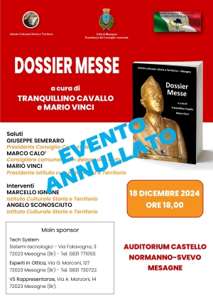 MESAGNE. ANNULLATA LA PRESENTAZIONE DEL &quot;DOSSIER MESSE&quot;