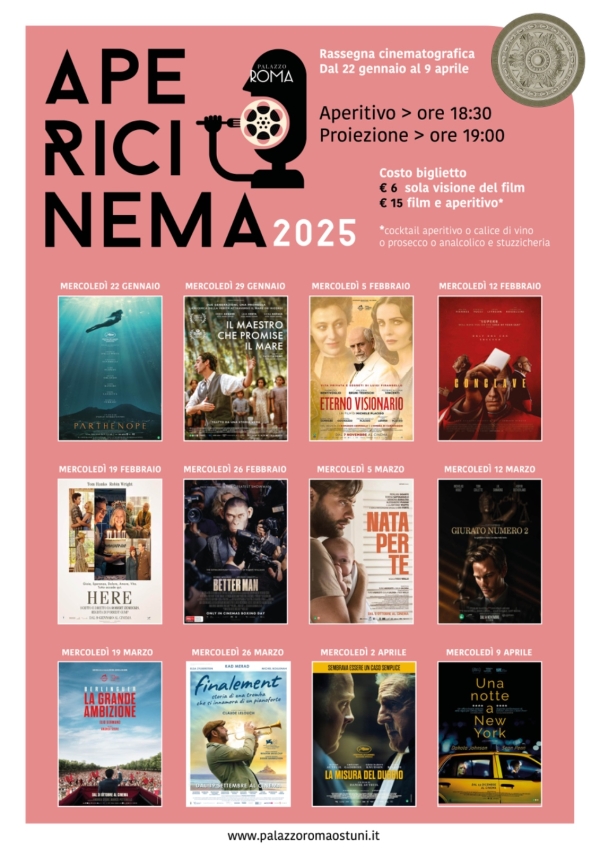 PALAZZO ROMA RIPARTE CON L’APERICINEMA,   L’APPUNTAMENTO SETTIMANALE  “FILM &amp; DRINK”