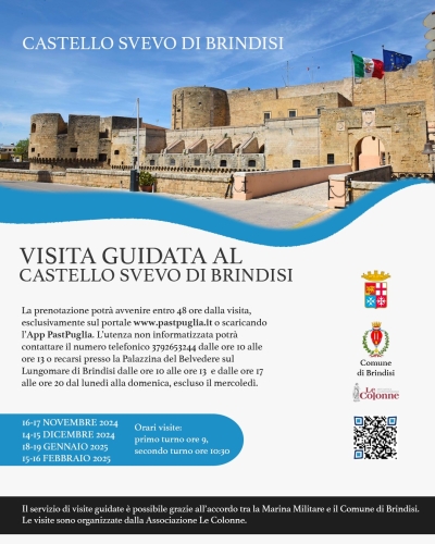 Il calendario di visite guidate presso il Castello Svevo di Brindisi