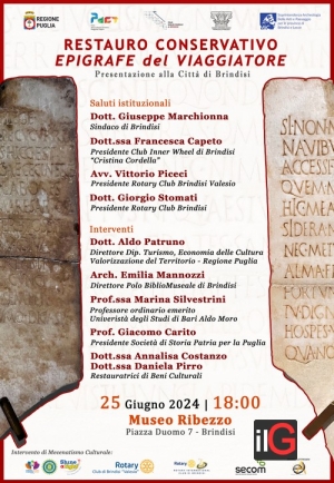 Presentazione alla Città del restauro conservativo epigrafe del Viaggiatore