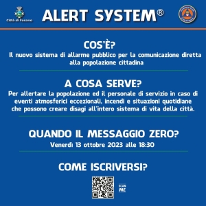 Oggi dalle ore 18,30 primo messaggio del sistema di allarme pubblico Alert System