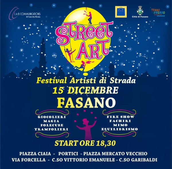 Natale a Fasano: tutto pronto per «Street Art - Festival Artisti di Strada»