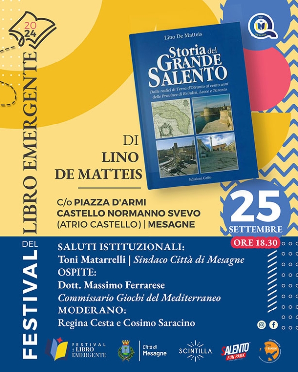 “Storia del Grande Salento”, sarà presentato a Mesagne il libro di Lino De Matteis