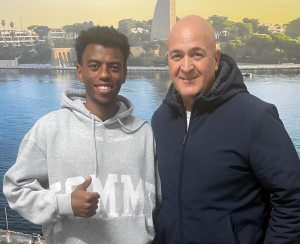 Habtamu Gasti con il presidente del Brindisi FC Giuseppe Roma