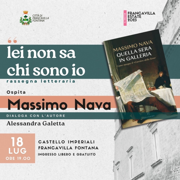 Martedì 18 luglio incontro con l’autore Massimo Nava