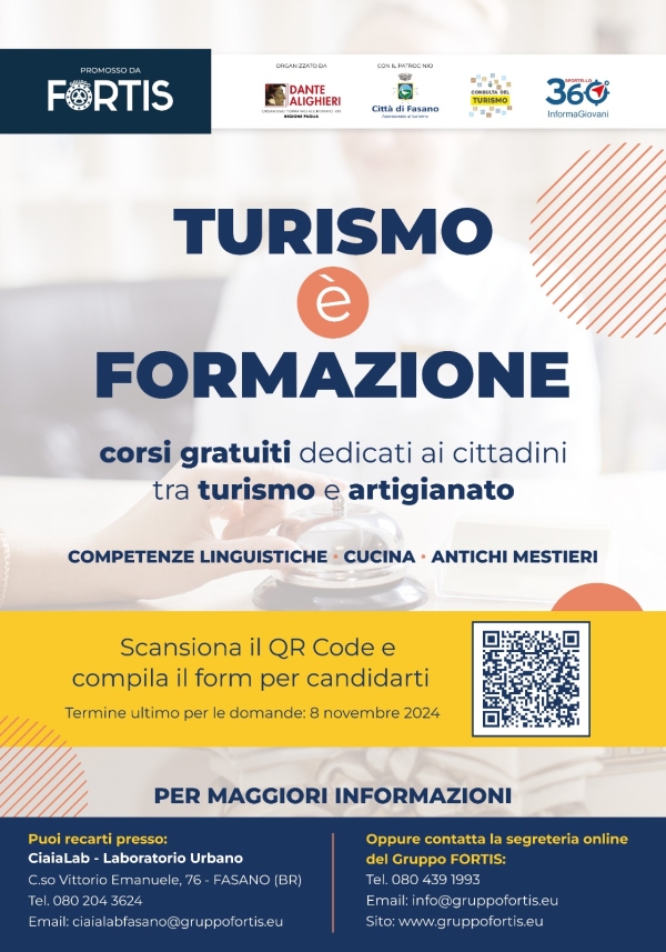 “Turismo è Formazione”, al via percorsi gratuiti per tutta la cittadinanza