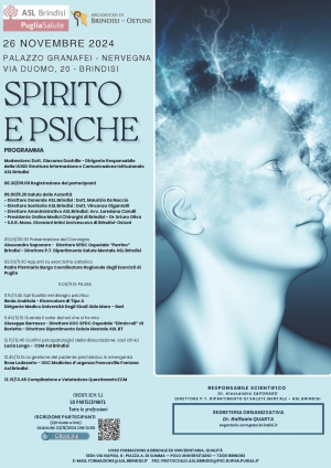 Spirito e psiche, un evento promosso da Asl e Arcidiocesi di Brindisi-Ostuni