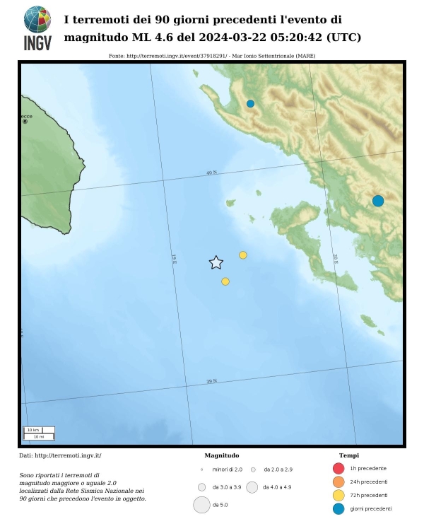 Terremoto nel mar Ionio avvertito in Salento