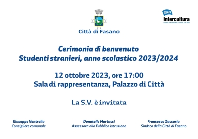 Cerimonia di benvenuto Studenti stranieri, anno scolastico 2023/2024