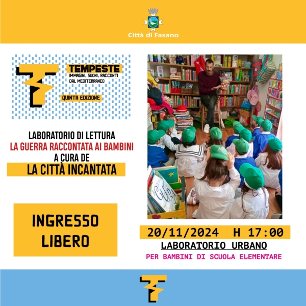 Festival Tempeste, laboratorio di lettura “La guerra raccontata ai bambini”