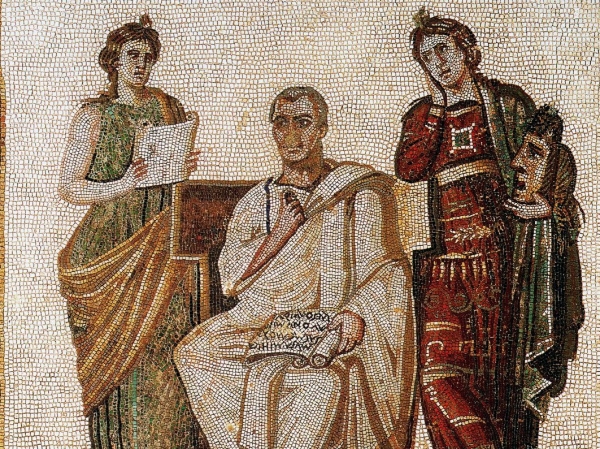 Virgilio tra le muse Clio e Melpomene al museo del Bardo