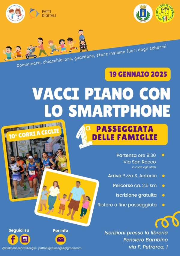 1ª Passeggiata delle famigile &quot;Vacci Piano con lo smartphone&quot; - domenica 19 gennaio